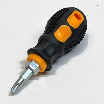 Stubby Screwdriver - black and yellow - with reversable bit (#2 phillips head / #2 flat head)