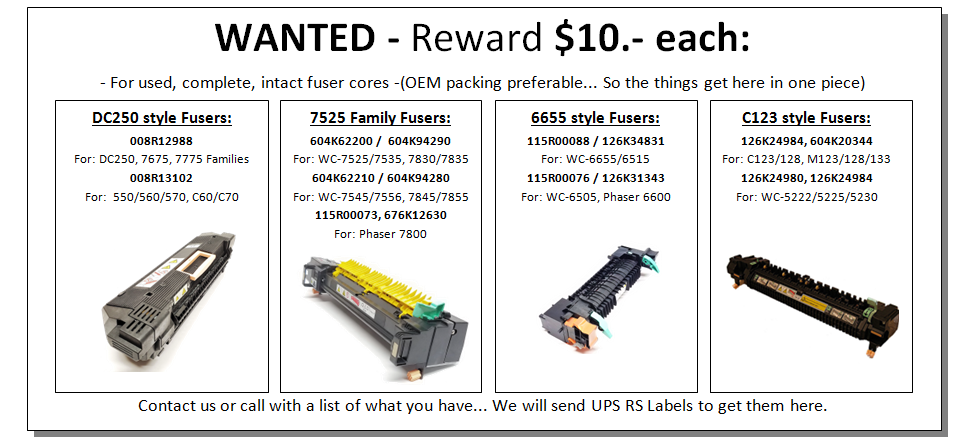 used fuser cores wanted